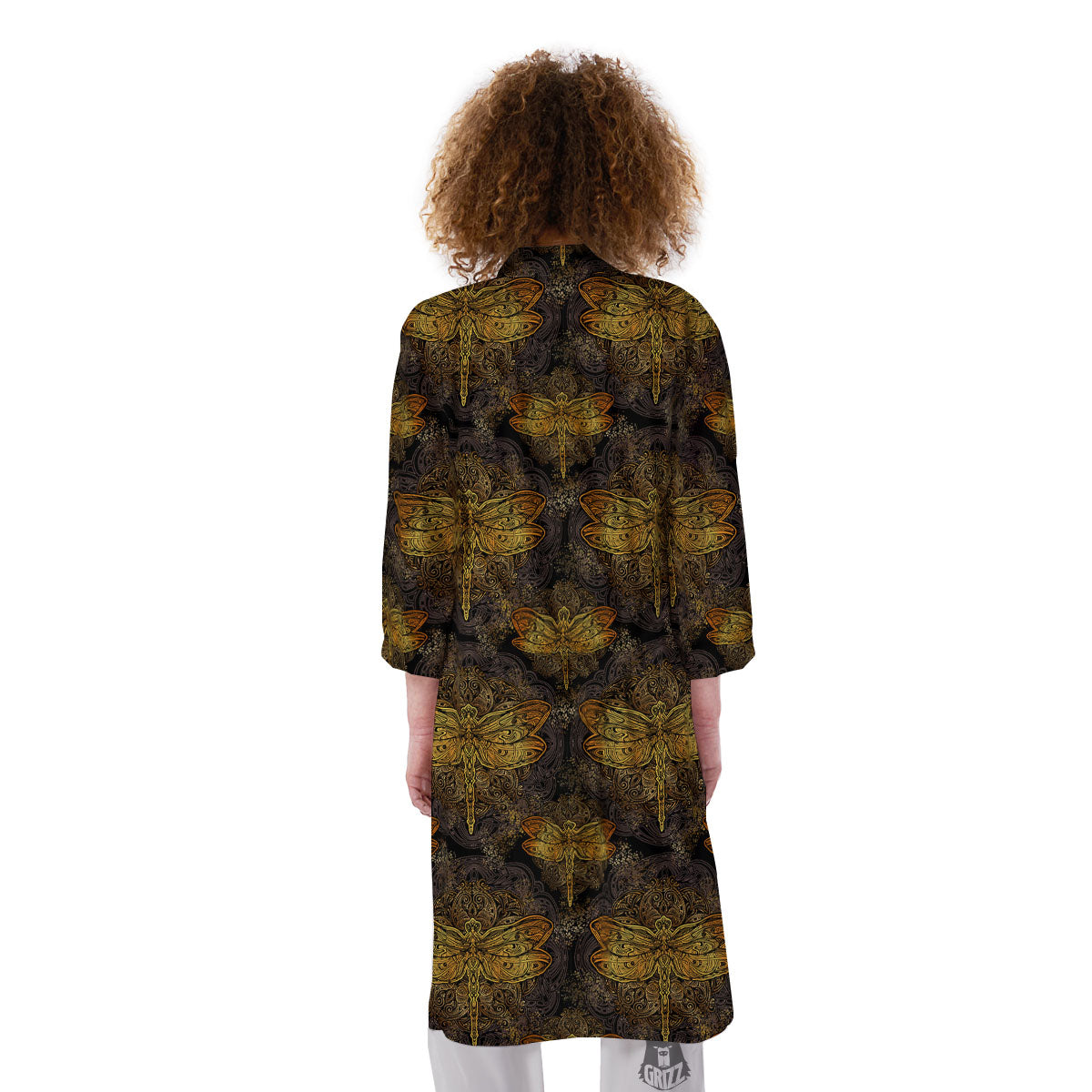 Dragonfly Spiritual Golden Print Kimono-grizzshop