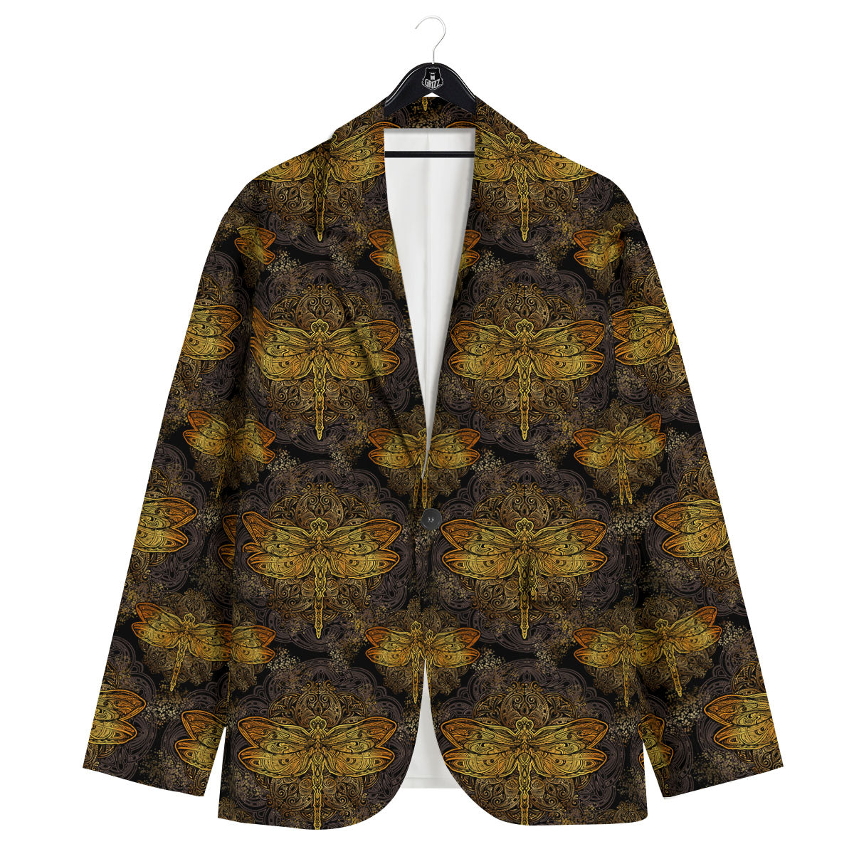 Dragonfly Spiritual Golden Print Men's Sport Coat-grizzshop