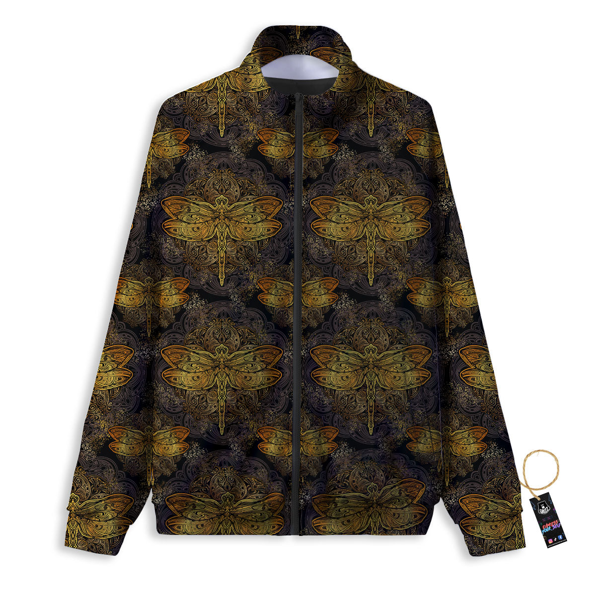Dragonfly Spiritual Golden Print Track Jacket-grizzshop