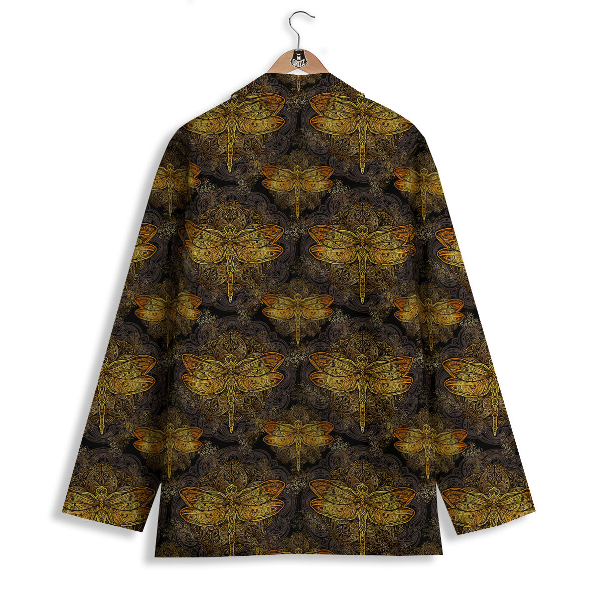 Dragonfly Spiritual Golden Print Women's Blazer-grizzshop