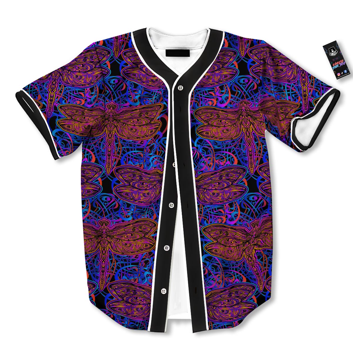 Dragonfly Trippy Print Pattern Baseball Jersey-grizzshop
