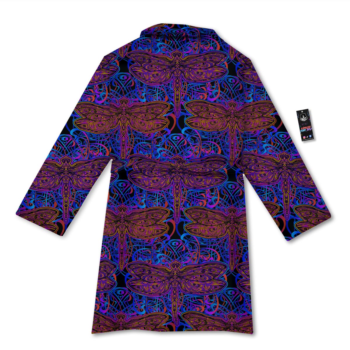 Dragonfly Trippy Print Pattern Bathrobe-grizzshop