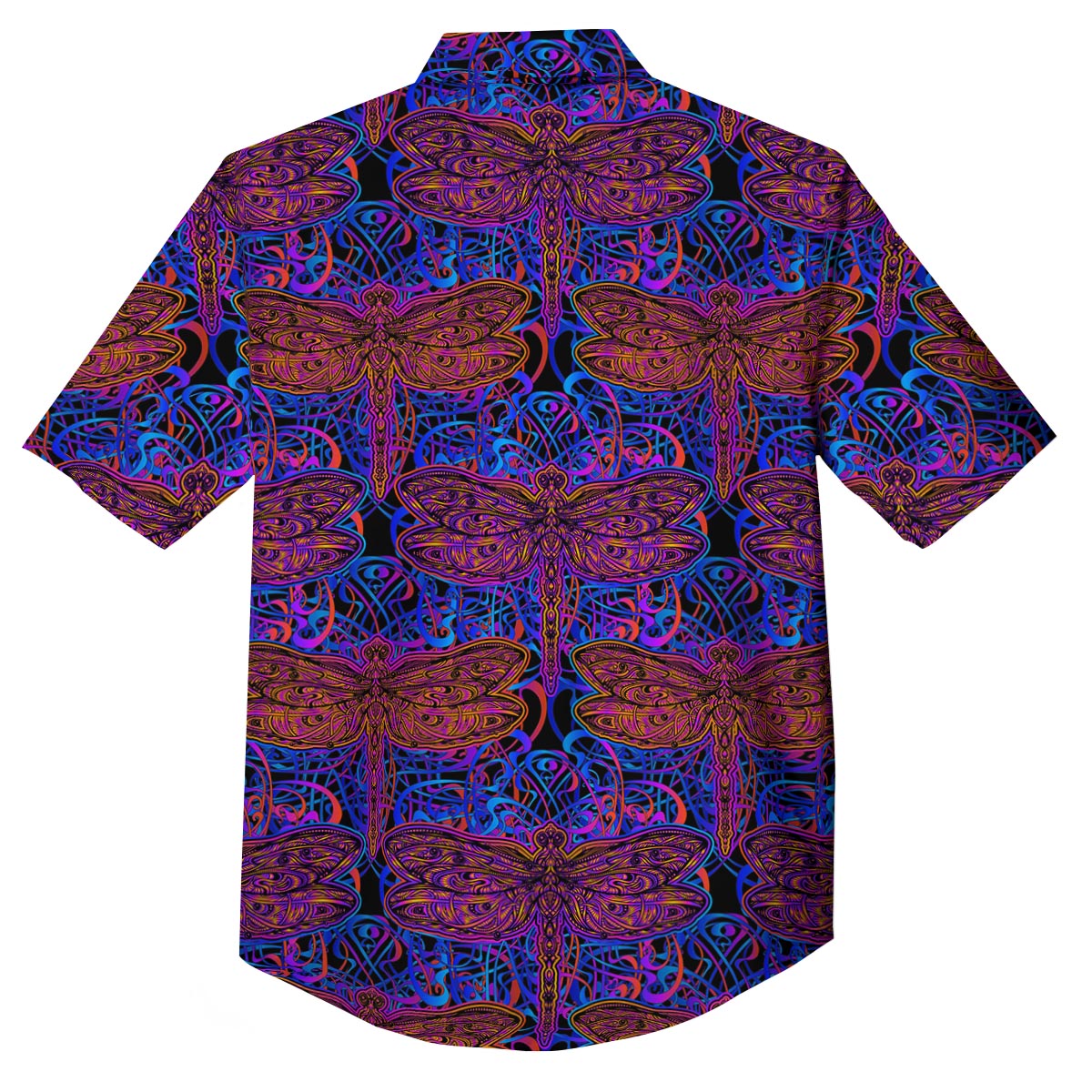 Dragonfly Trippy Print Pattern Button Up Shirt-grizzshop