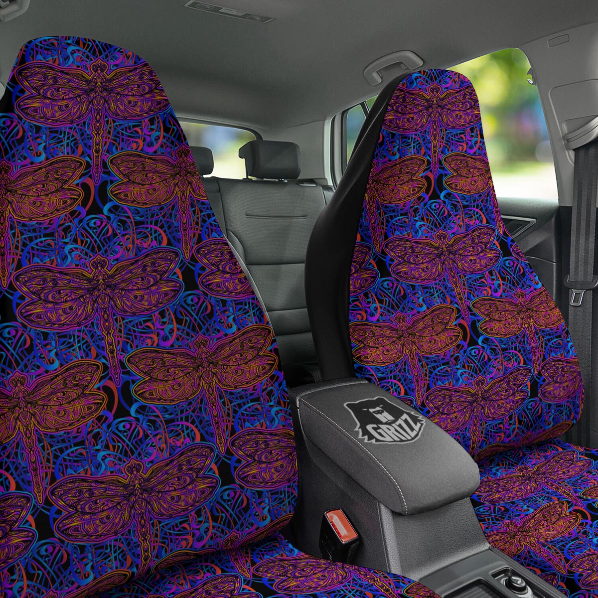 Dragonfly Trippy Print Pattern Car Seat Covers-grizzshop