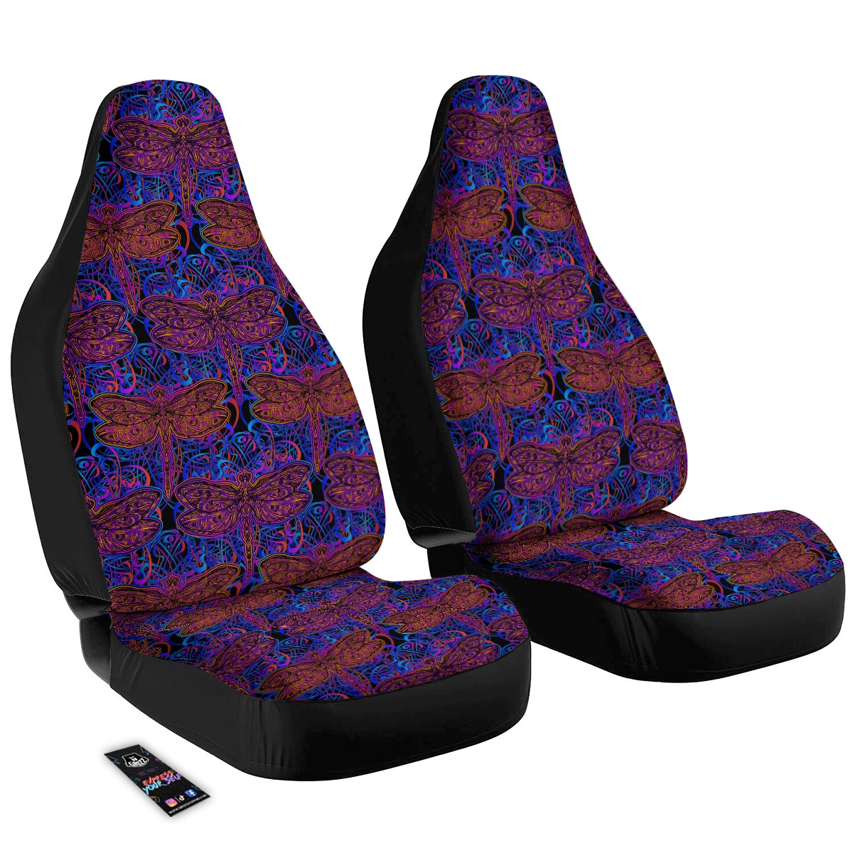 Dragonfly Trippy Print Pattern Car Seat Covers-grizzshop