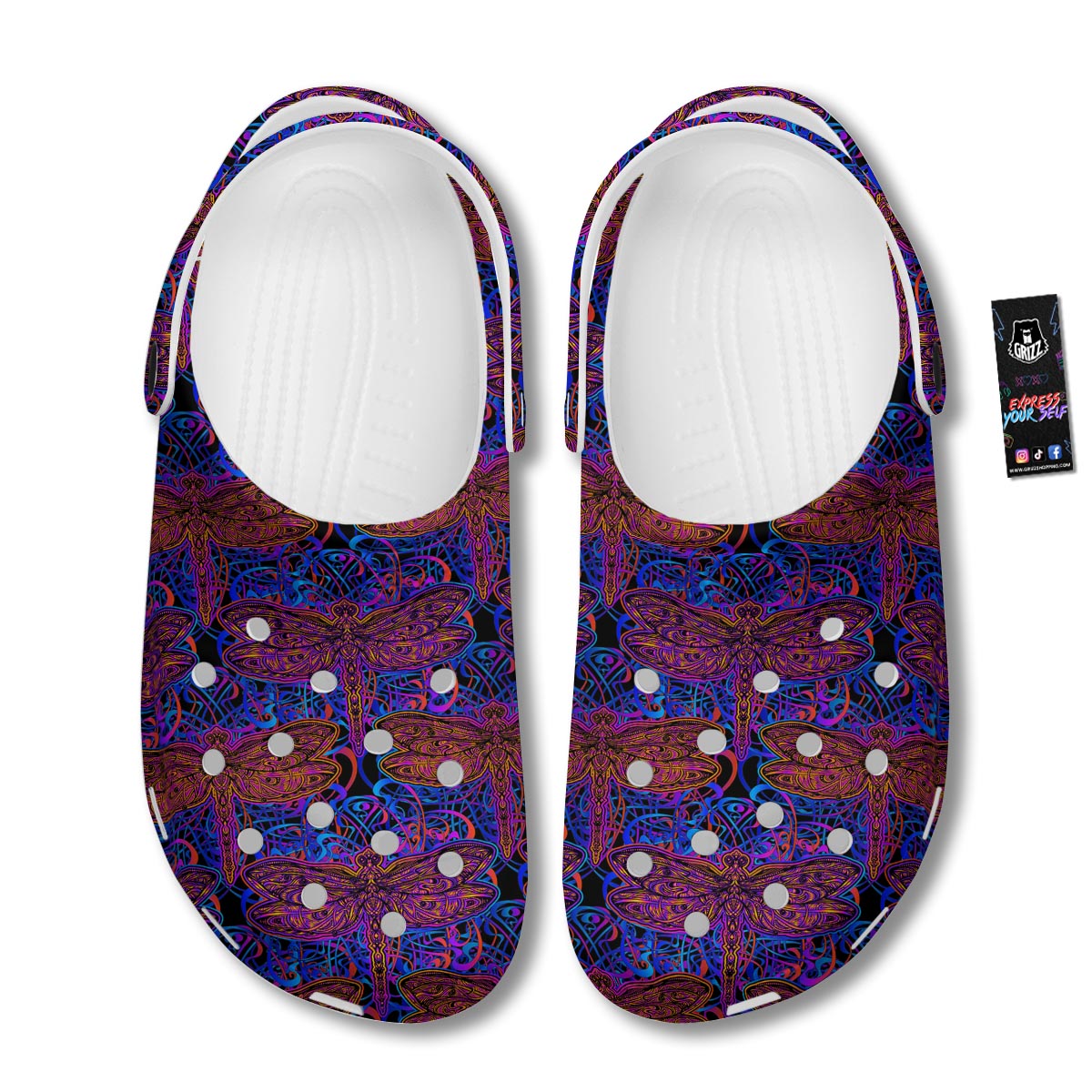 Dragonfly Trippy Print Pattern Clog-grizzshop