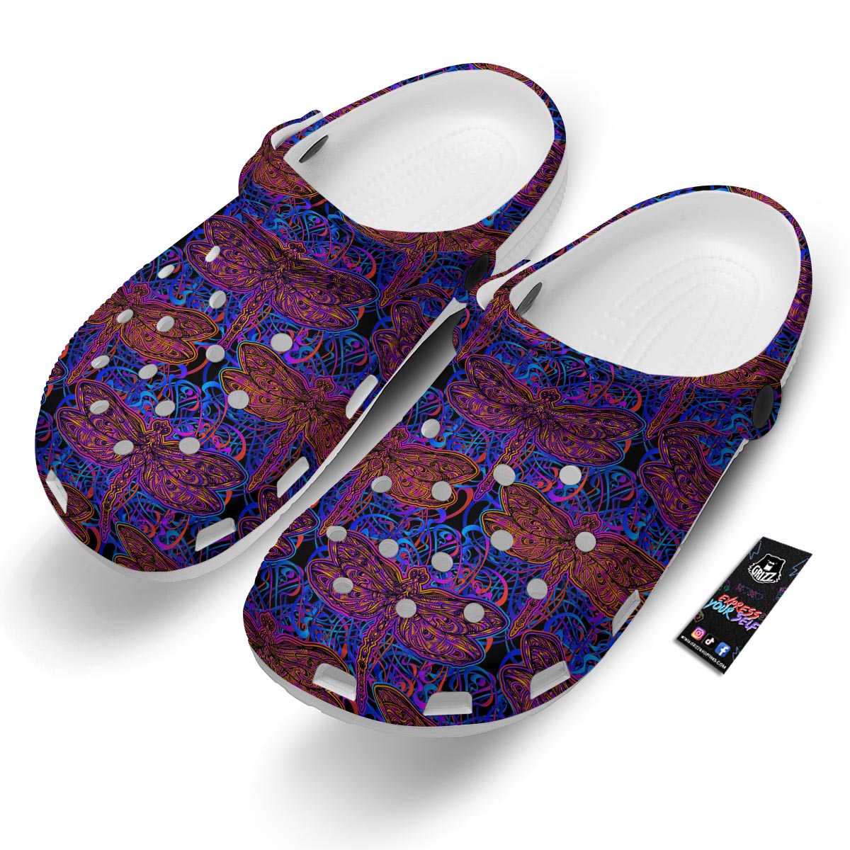 Dragonfly Trippy Print Pattern Clog-grizzshop