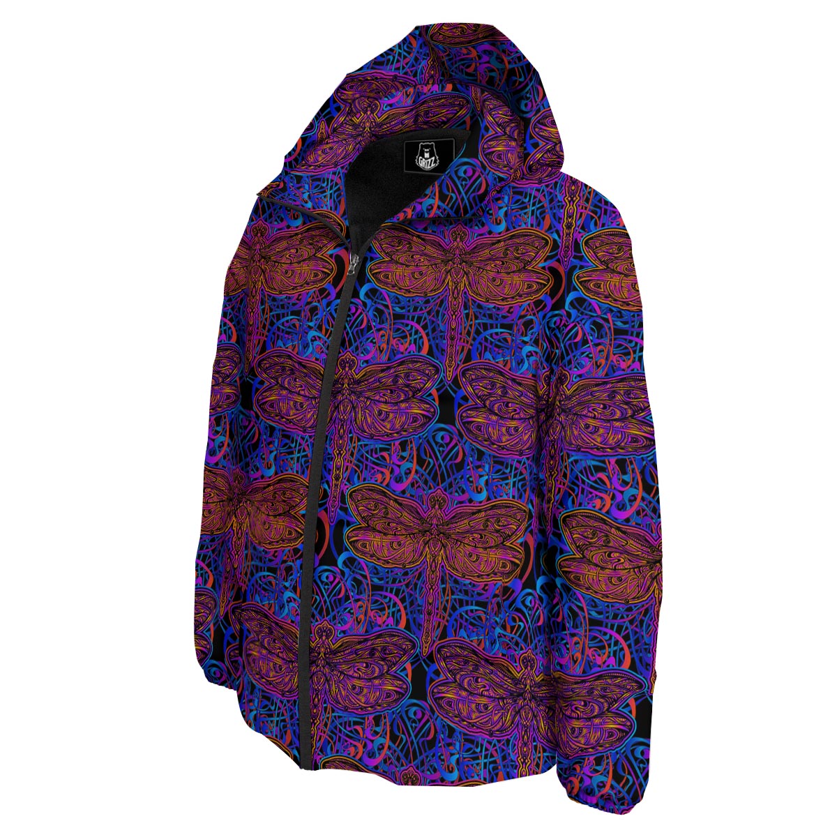 Dragonfly Trippy Print Pattern Down Jacket-grizzshop