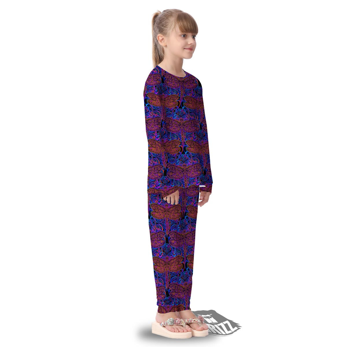 Dragonfly Trippy Print Pattern Kid's Pajamas-grizzshop