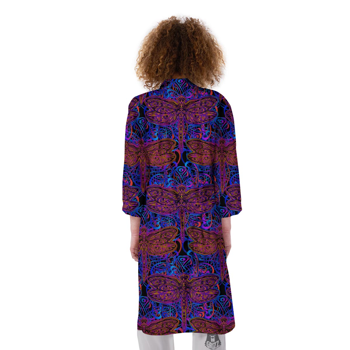 Dragonfly Trippy Print Pattern Kimono-grizzshop