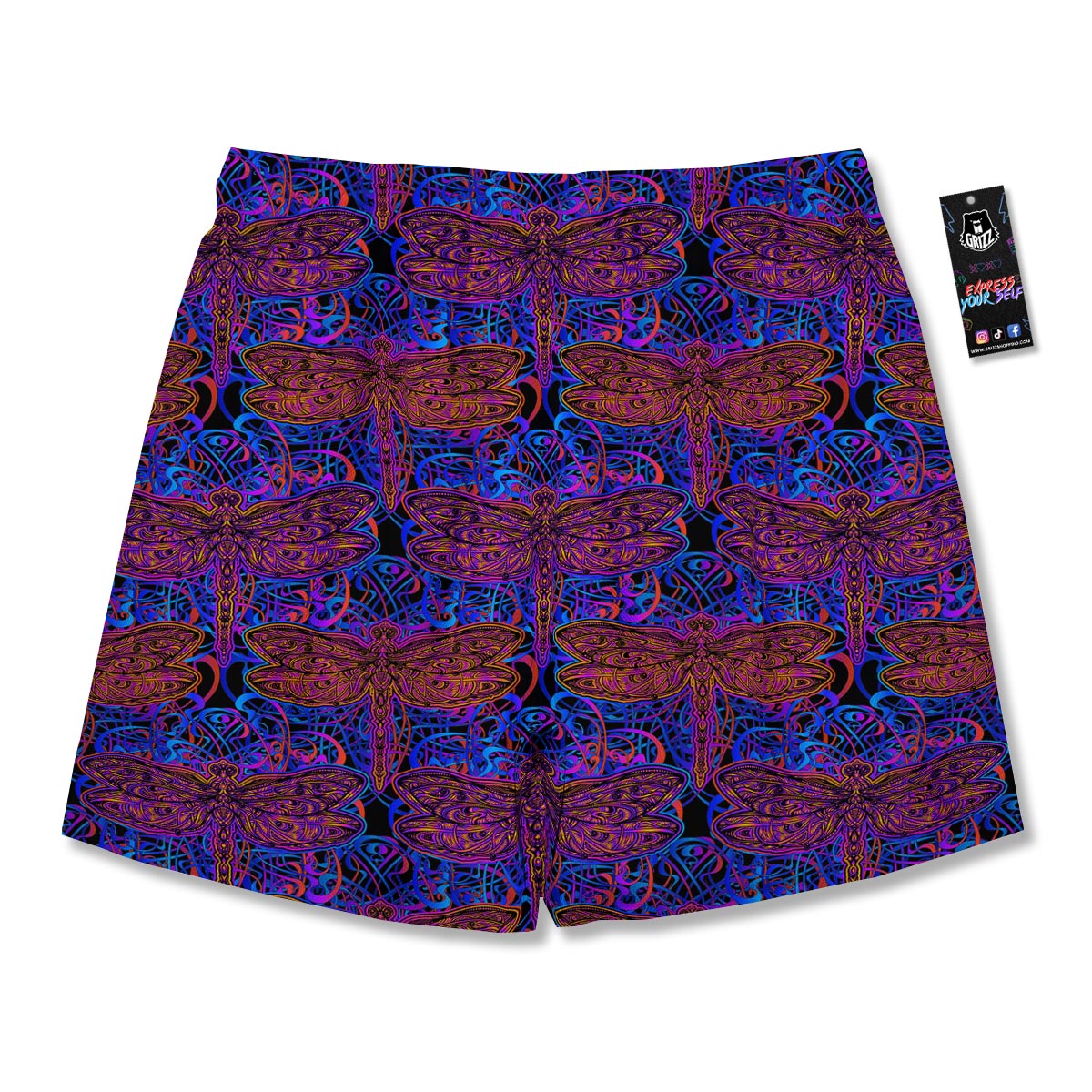 Dragonfly Trippy Print Pattern Men's Running Shorts-grizzshop
