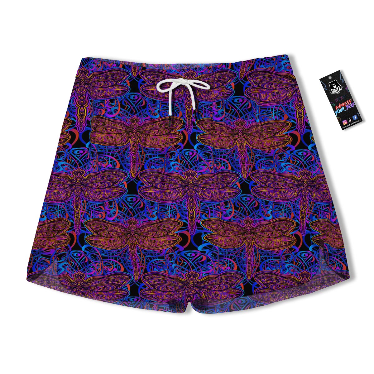 Dragonfly Trippy Print Pattern Men's Running Shorts-grizzshop