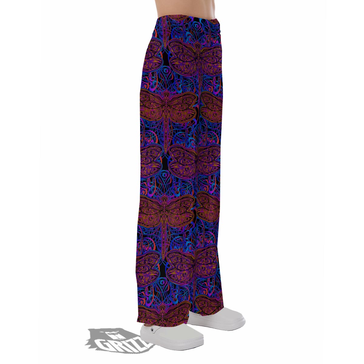 Dragonfly Trippy Print Pattern Pajama Pants-grizzshop