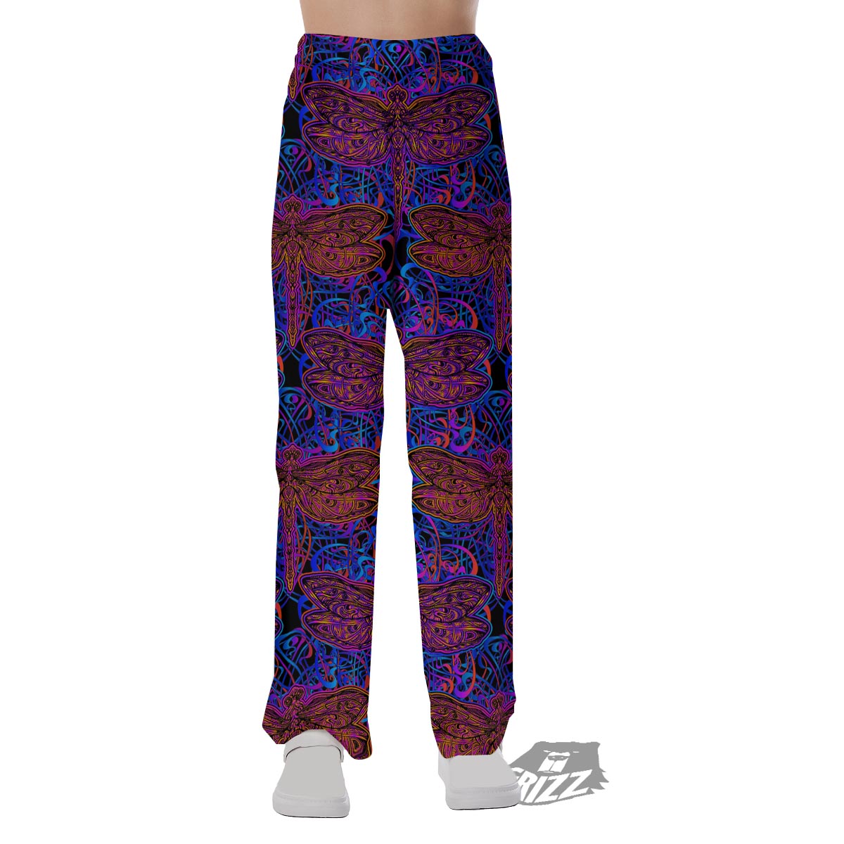 Dragonfly Trippy Print Pattern Pajama Pants-grizzshop