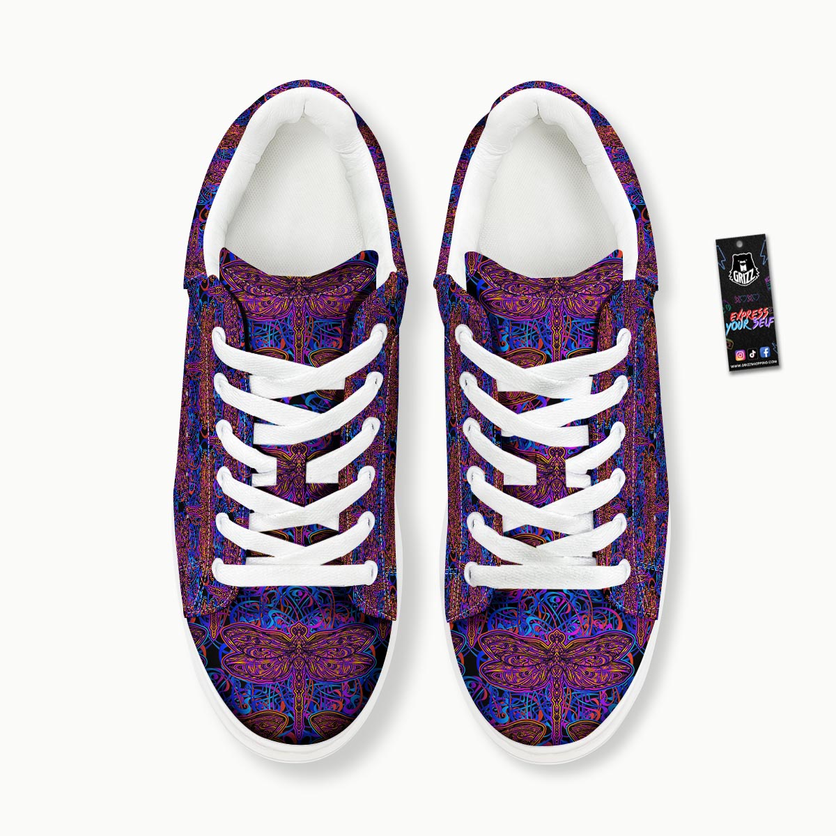 Dragonfly Trippy Print Pattern Platform Shoes-grizzshop