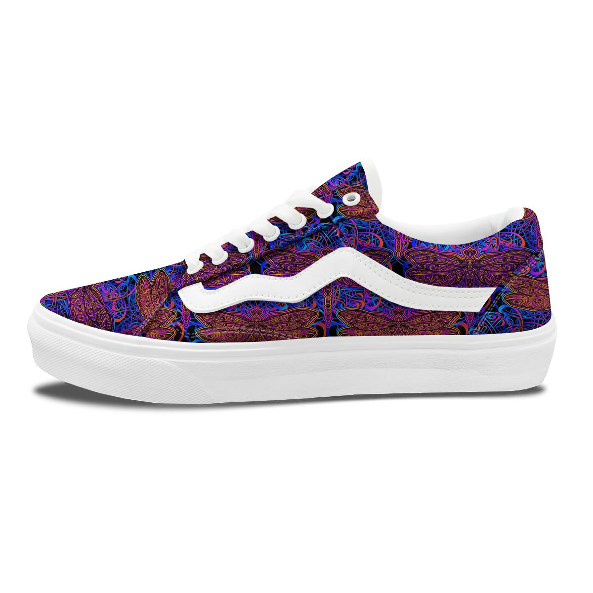 Dragonfly Trippy Print Pattern Skate Shoes-grizzshop