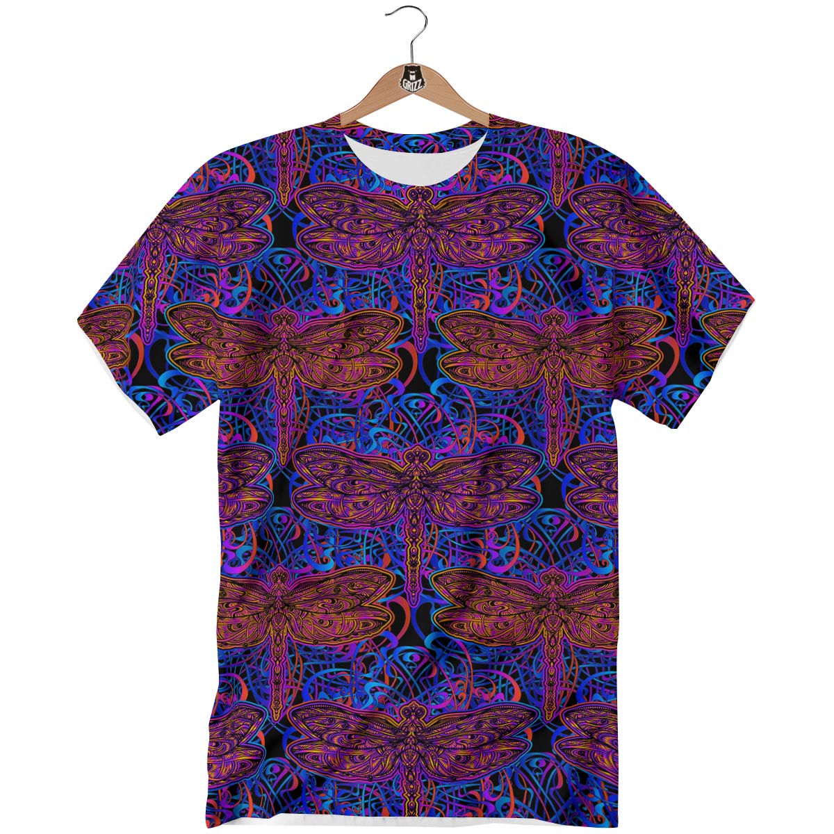 Dragonfly Trippy Print Pattern T-Shirt-grizzshop