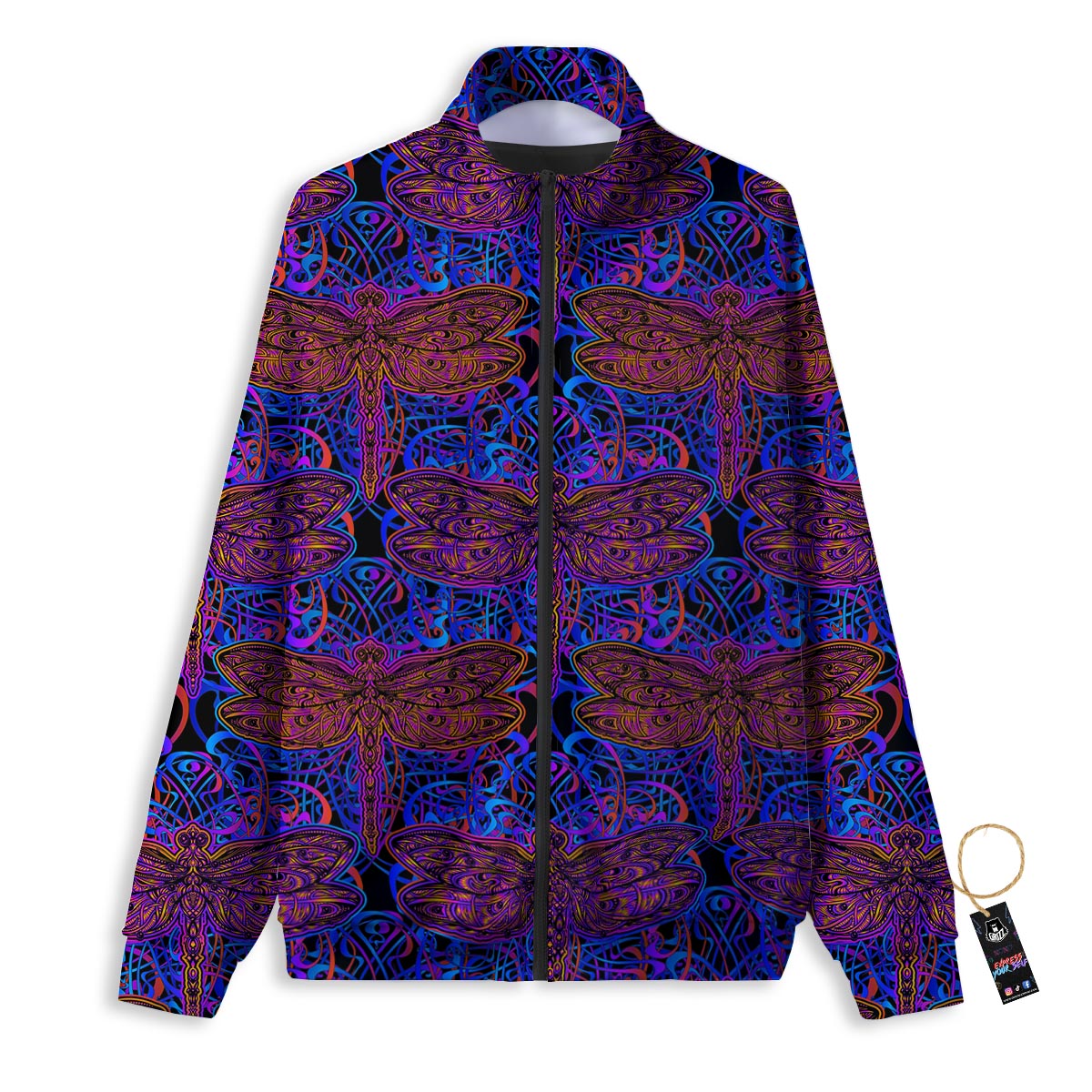 Dragonfly Trippy Print Pattern Track Jacket-grizzshop