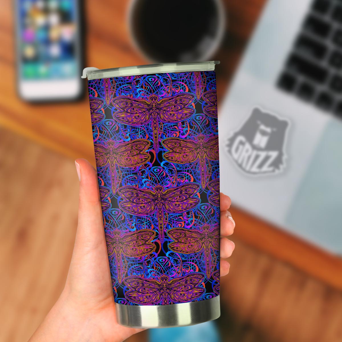 Dragonfly Trippy Print Pattern Tumbler-grizzshop
