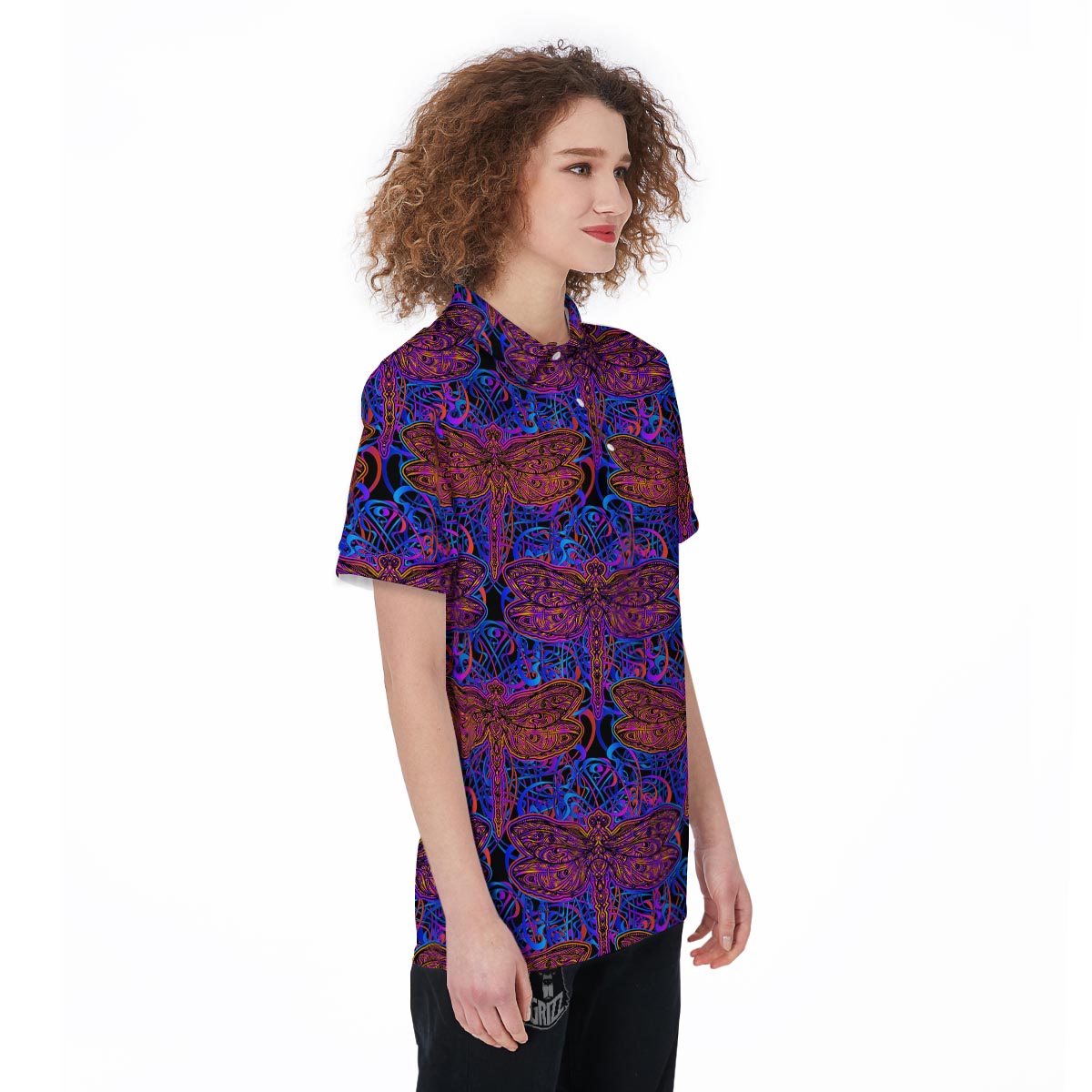 Dragonfly Trippy Print Pattern Women's Golf Shirts-grizzshop