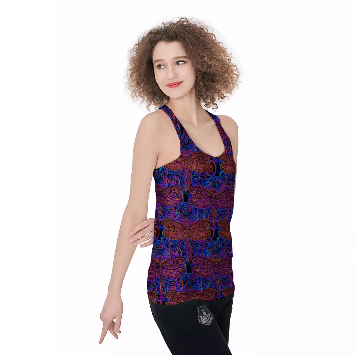 Dragonfly Trippy Print Pattern Women's Racerback Tank Top-grizzshop