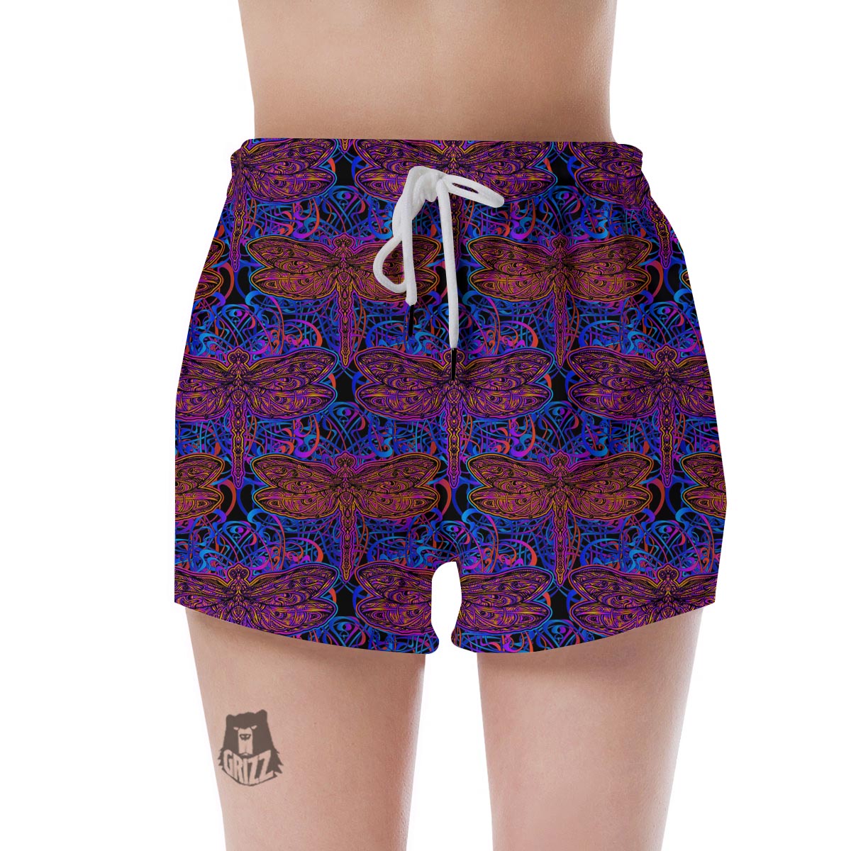 Dragonfly Trippy Print Pattern Women's Shorts-grizzshop