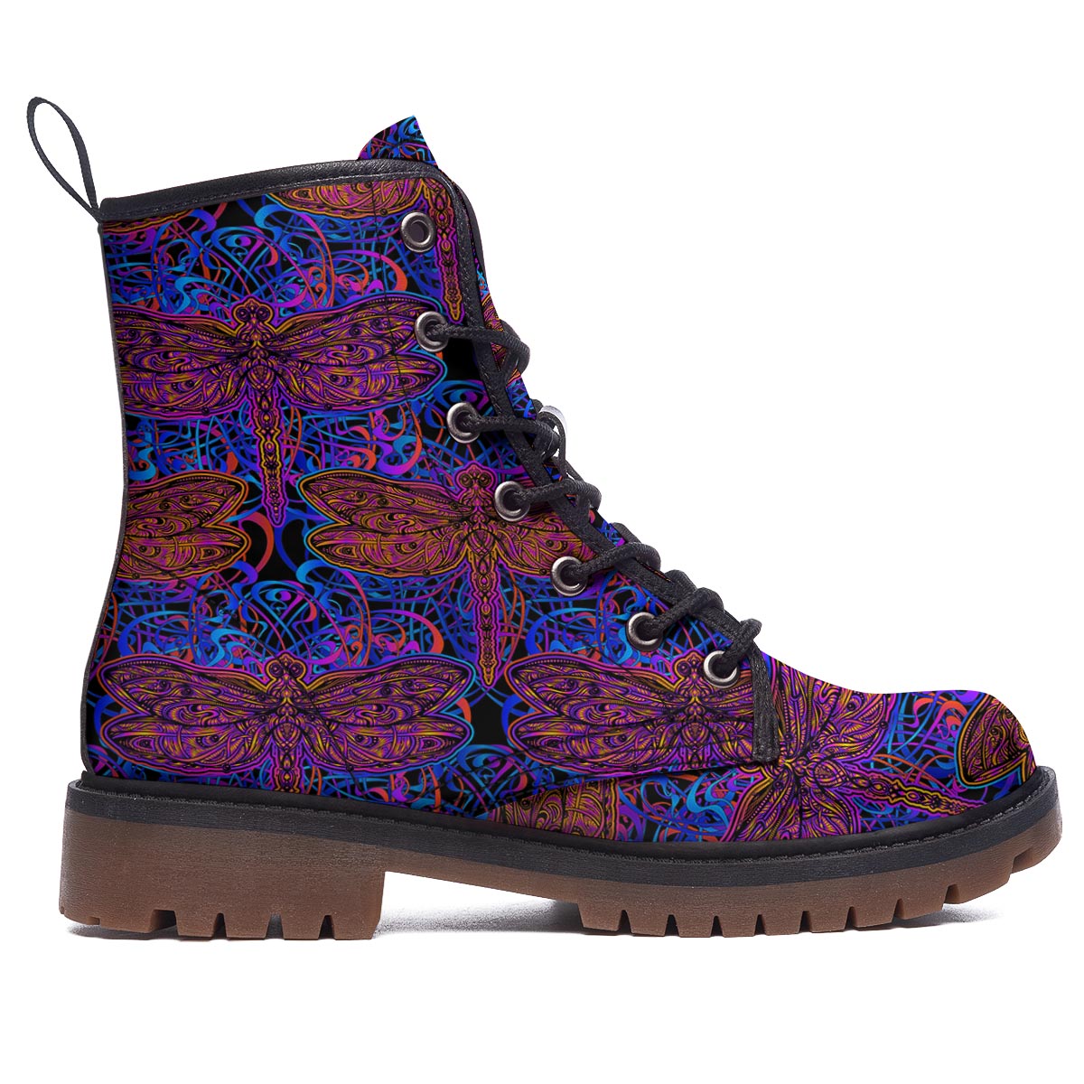 Dragonfly Trippy Print Pattern Work Boots-grizzshop