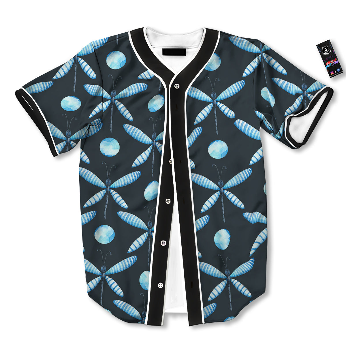 Dragonfly Turquoise Print Pattern Baseball Jersey-grizzshop