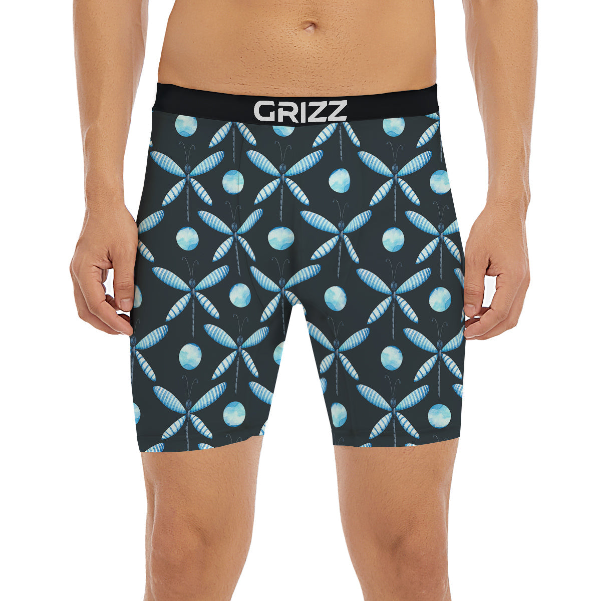 Dragonfly Turquoise Print Pattern Boxer Briefs-grizzshop