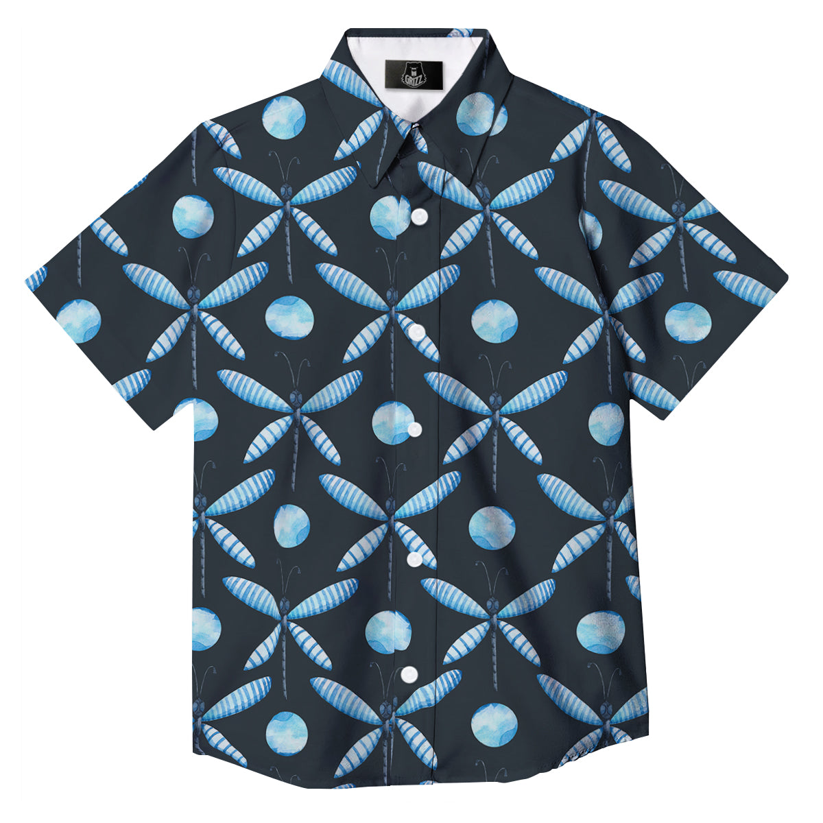 Dragonfly Turquoise Print Pattern Button Up Shirt-grizzshop