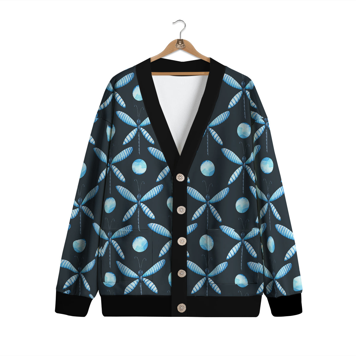 Dragonfly Turquoise Print Pattern Cardigan-grizzshop