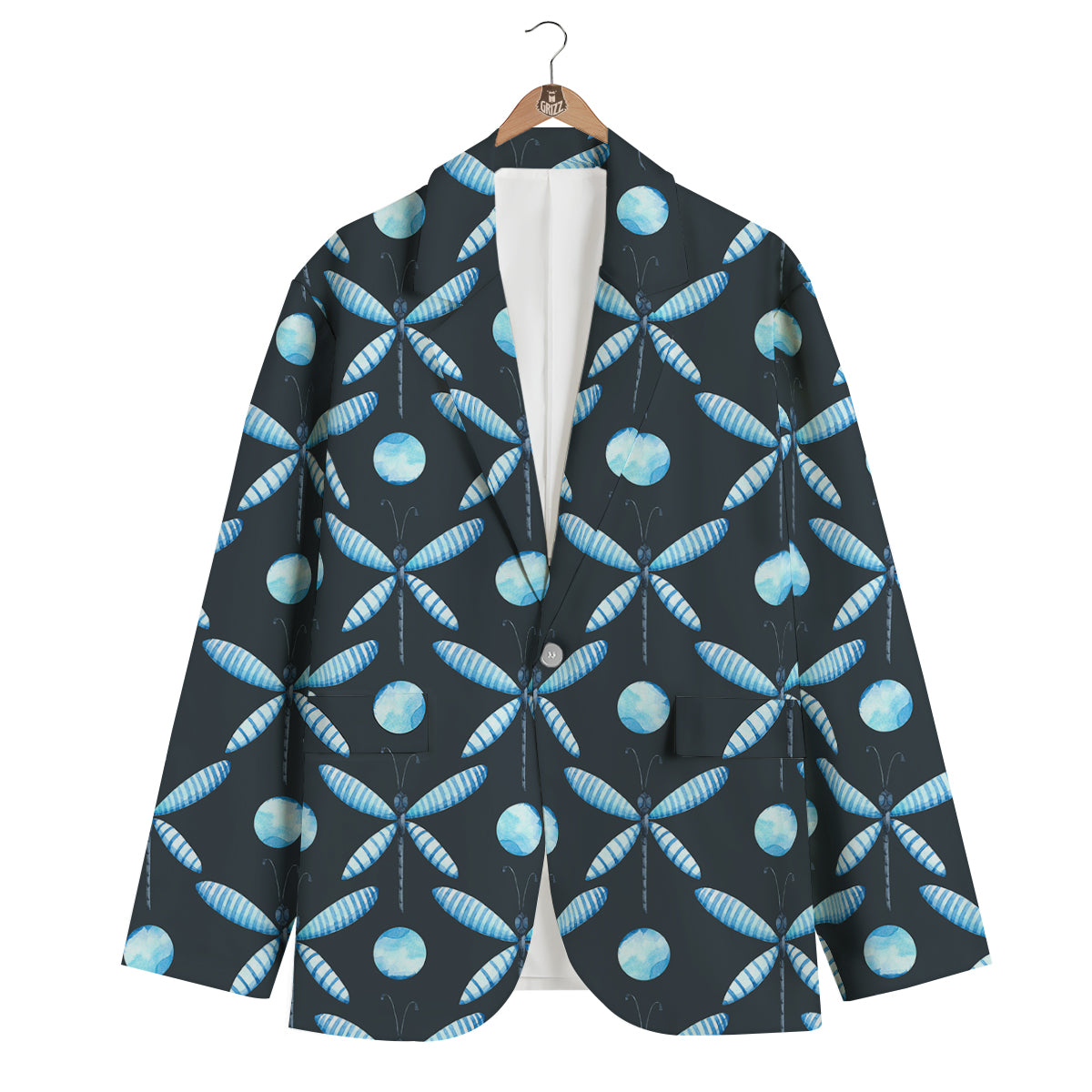 Dragonfly Turquoise Print Pattern Men's Blazer-grizzshop