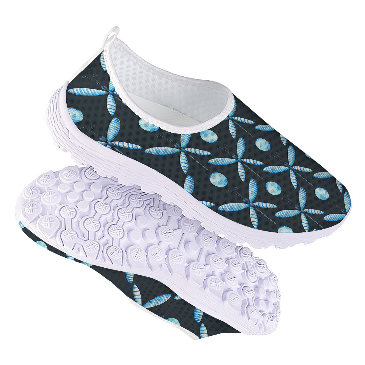 Dragonfly Turquoise Print Pattern Nurse Shoes-grizzshop