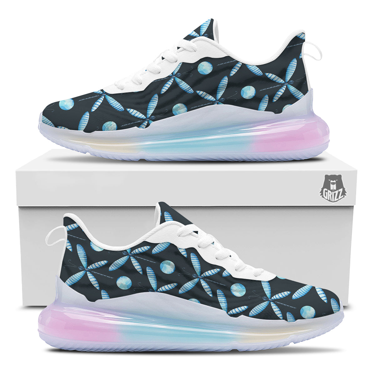 Dragonfly Turquoise Print Pattern Running Sneakers-grizzshop