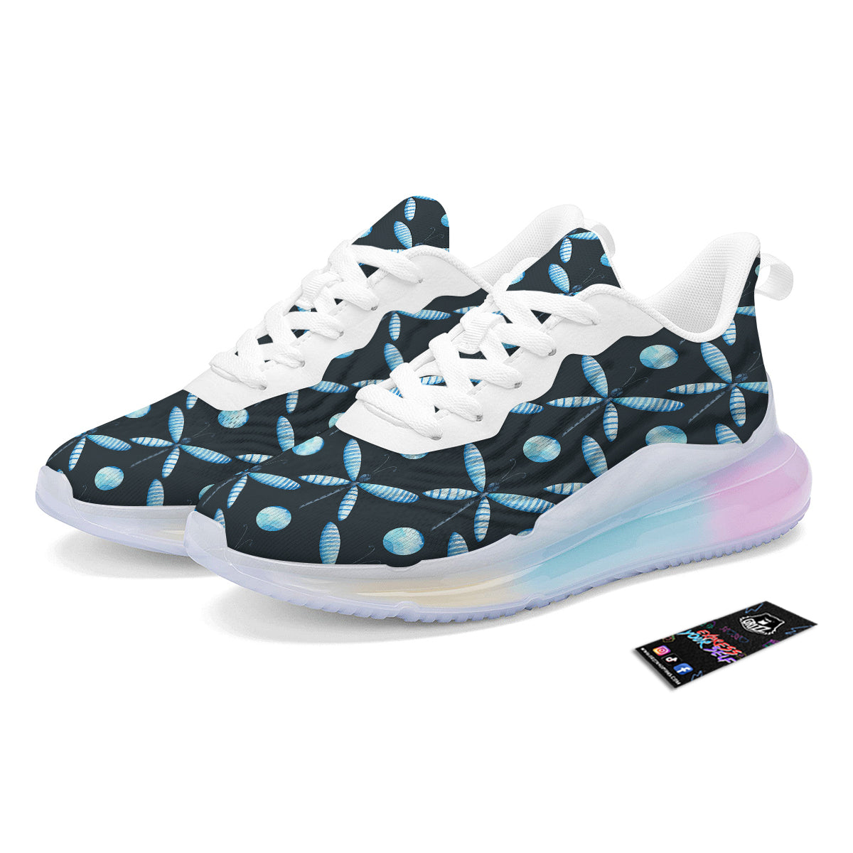 Dragonfly Turquoise Print Pattern Running Sneakers-grizzshop