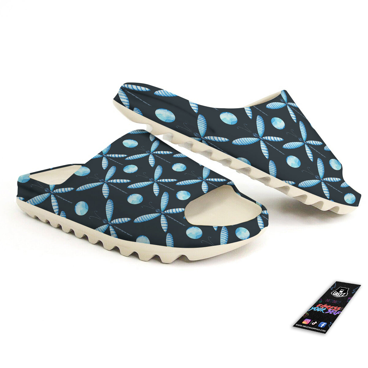 Dragonfly Turquoise Print Pattern Sandals-grizzshop