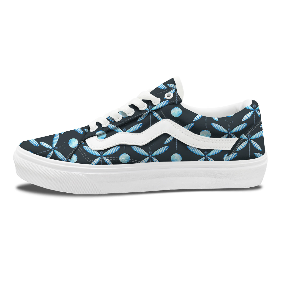 Dragonfly Turquoise Print Pattern Skate Shoes-grizzshop