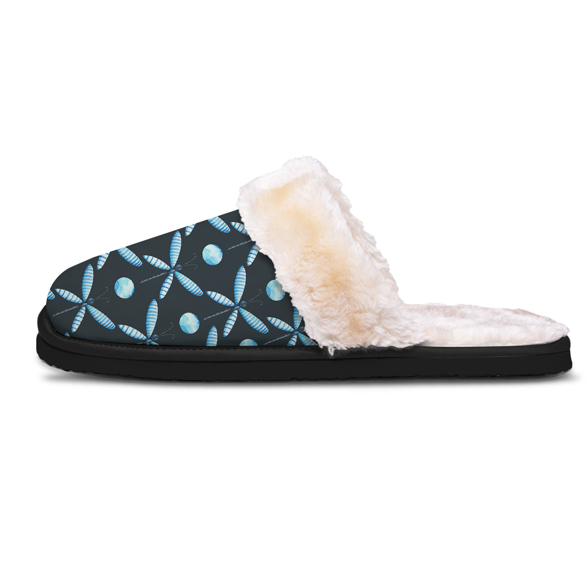 Dragonfly Turquoise Print Pattern Slippers-grizzshop