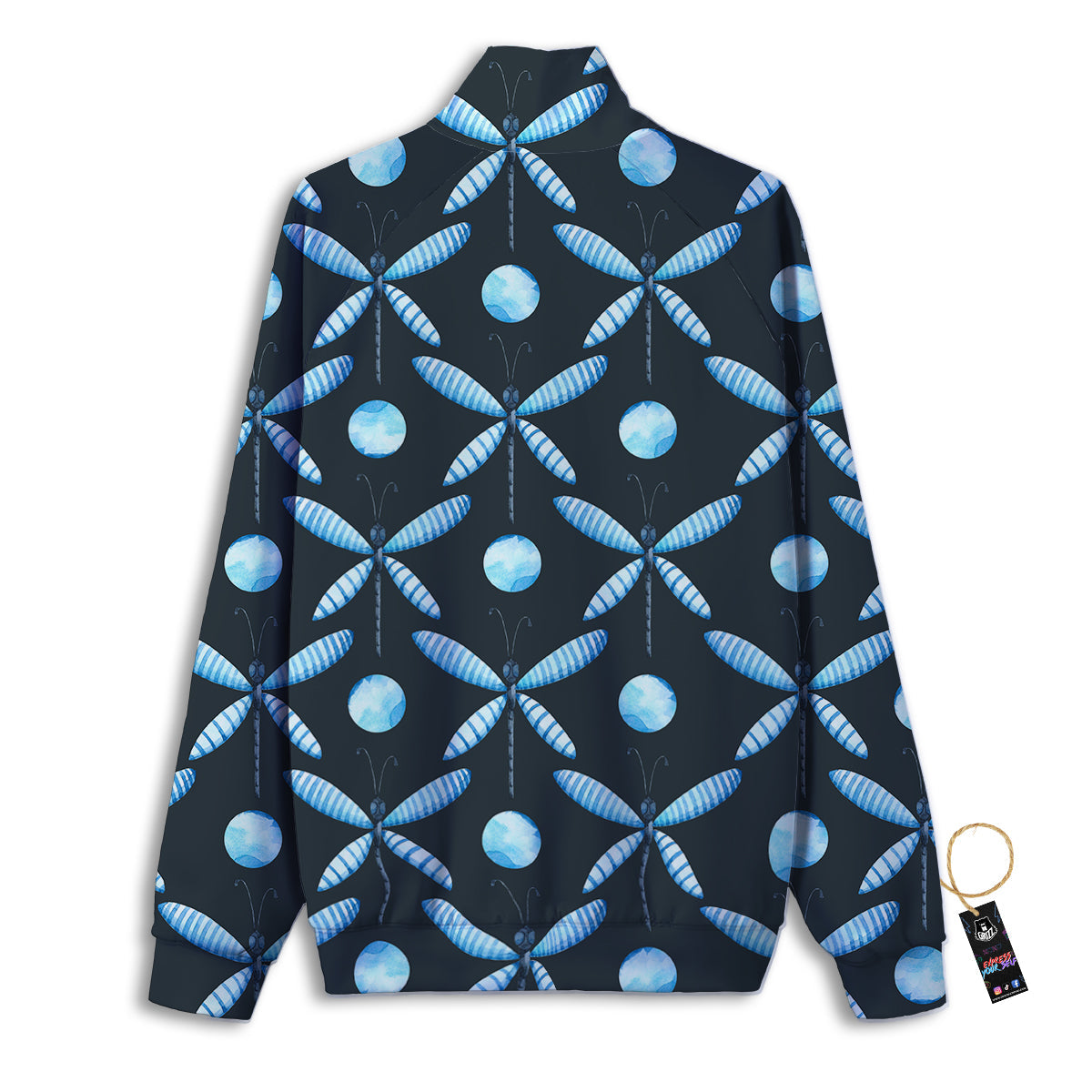 Dragonfly Turquoise Print Pattern Track Jacket-grizzshop