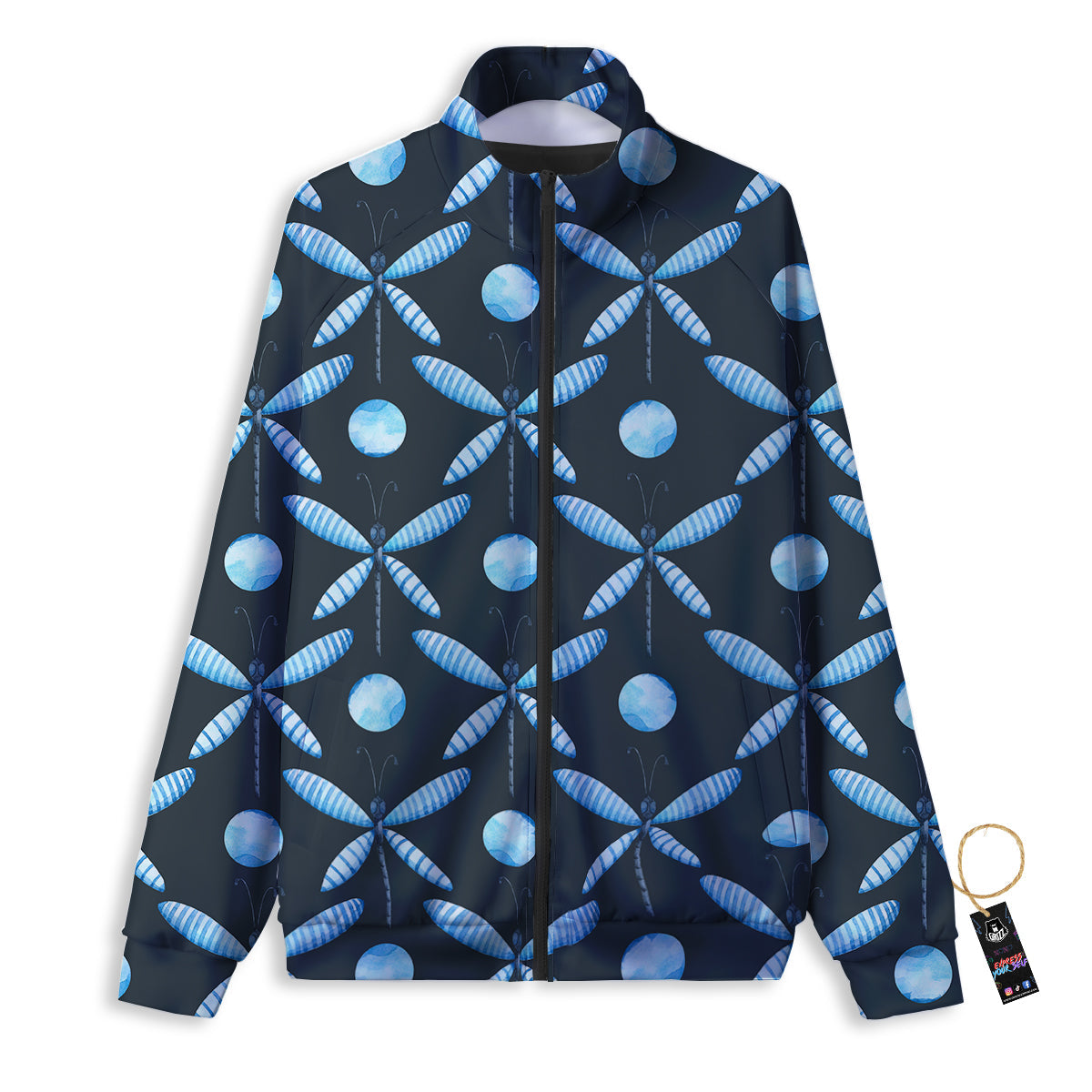 Dragonfly Turquoise Print Pattern Track Jacket-grizzshop