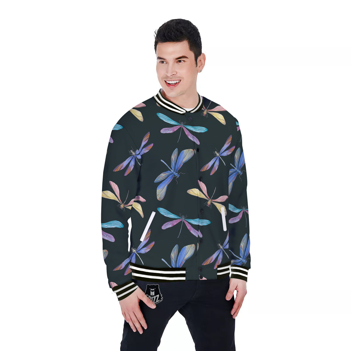 Dragonfly Vintage Print Pattern Baseball Jacket-grizzshop
