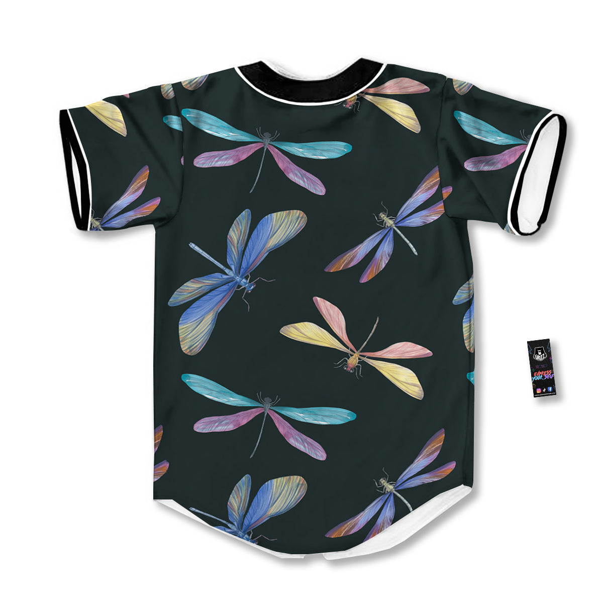 Dragonfly Vintage Print Pattern Baseball Jersey-grizzshop