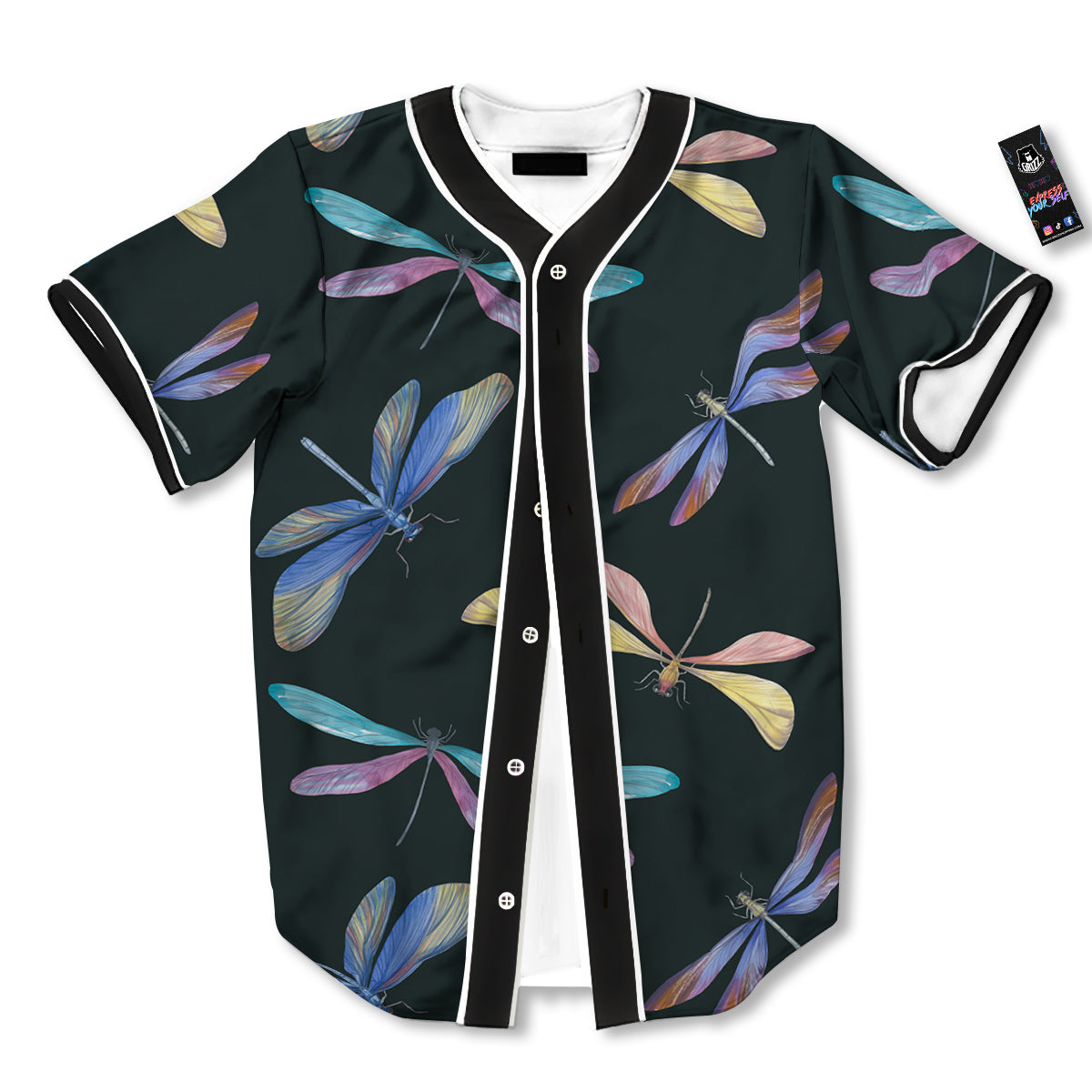 Dragonfly Vintage Print Pattern Baseball Jersey-grizzshop