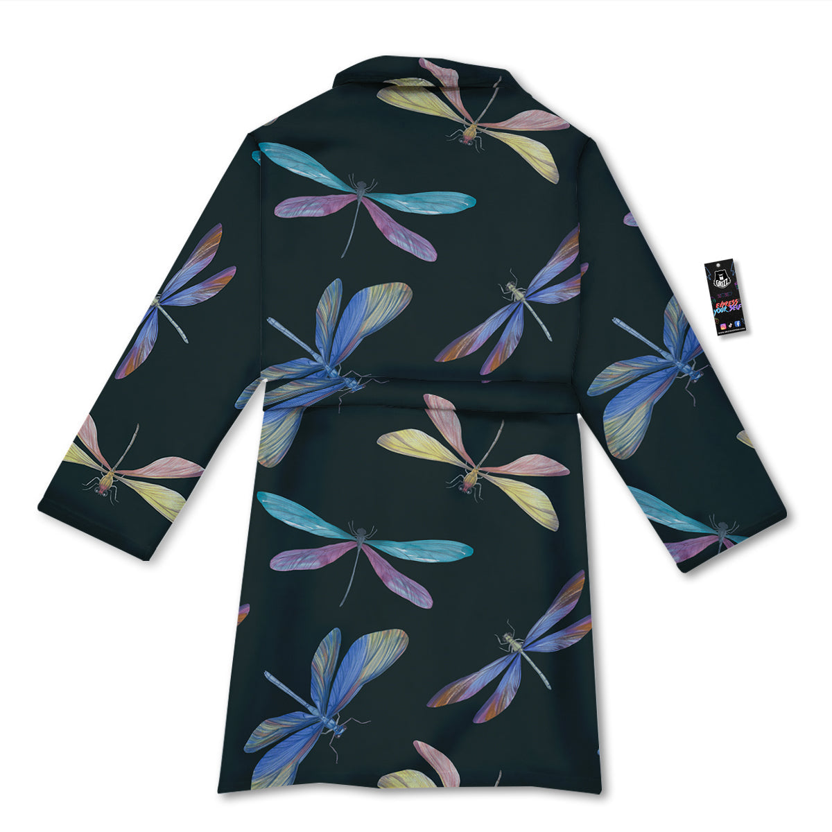 Dragonfly Vintage Print Pattern Bathrobe-grizzshop