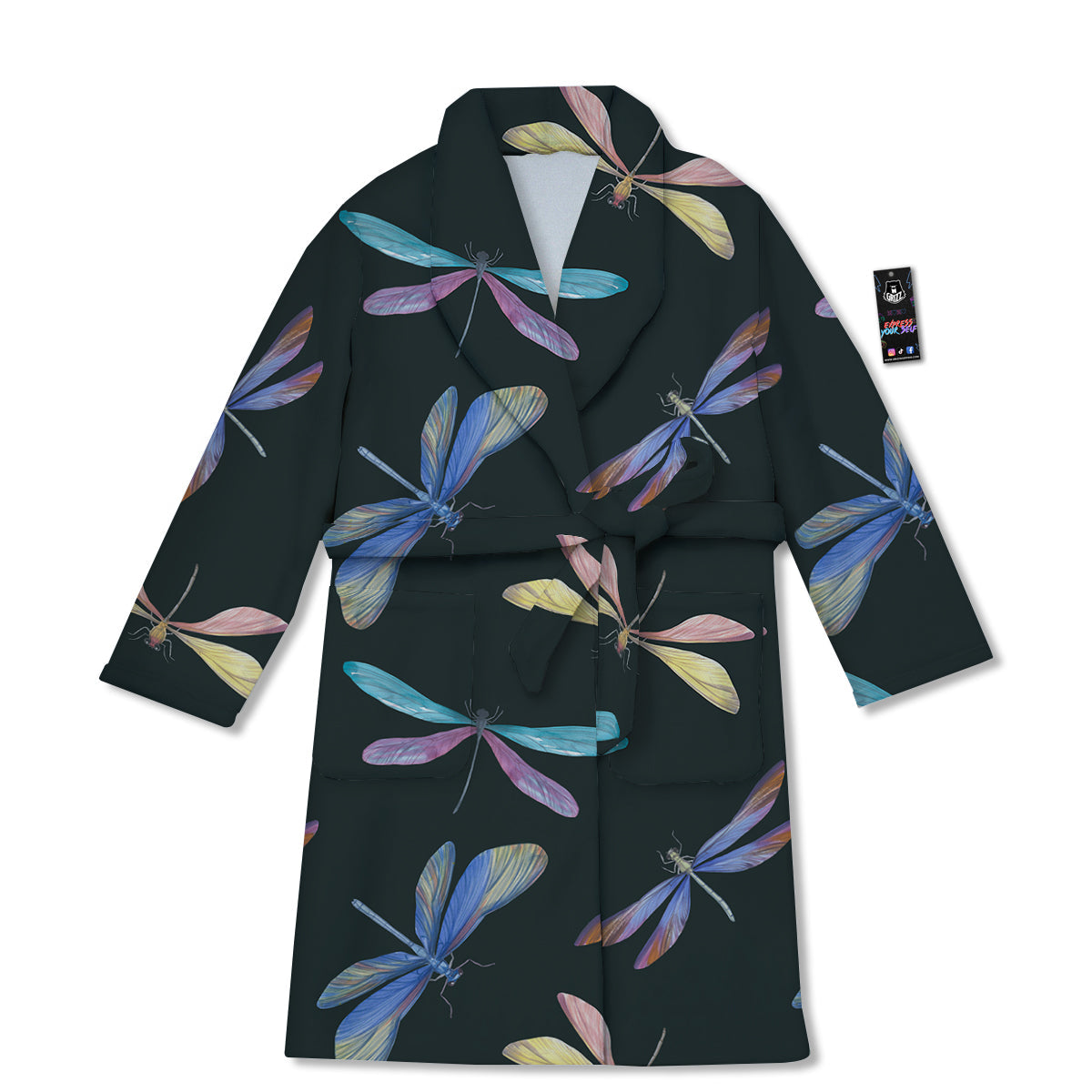 Dragonfly Vintage Print Pattern Bathrobe-grizzshop