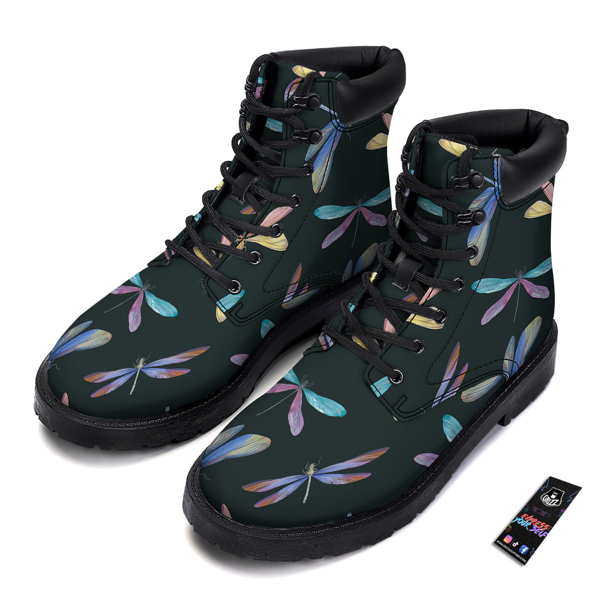 Dragonfly Vintage Print Pattern Boots-grizzshop