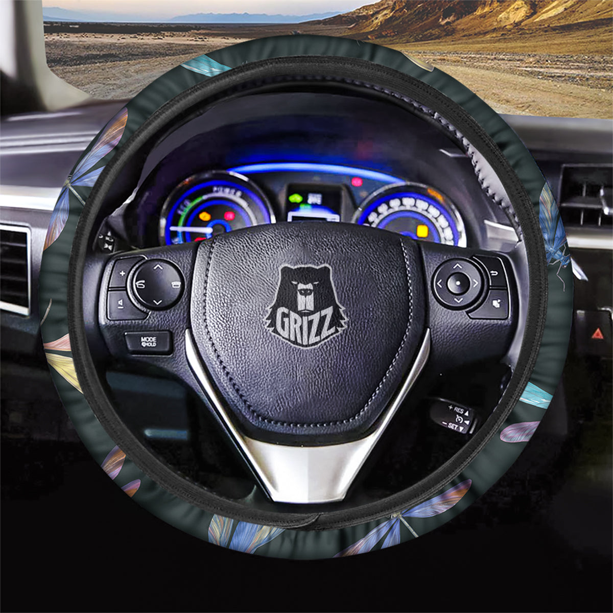 Dragonfly Vintage Print Pattern Car Steering Wheel Cover-grizzshop