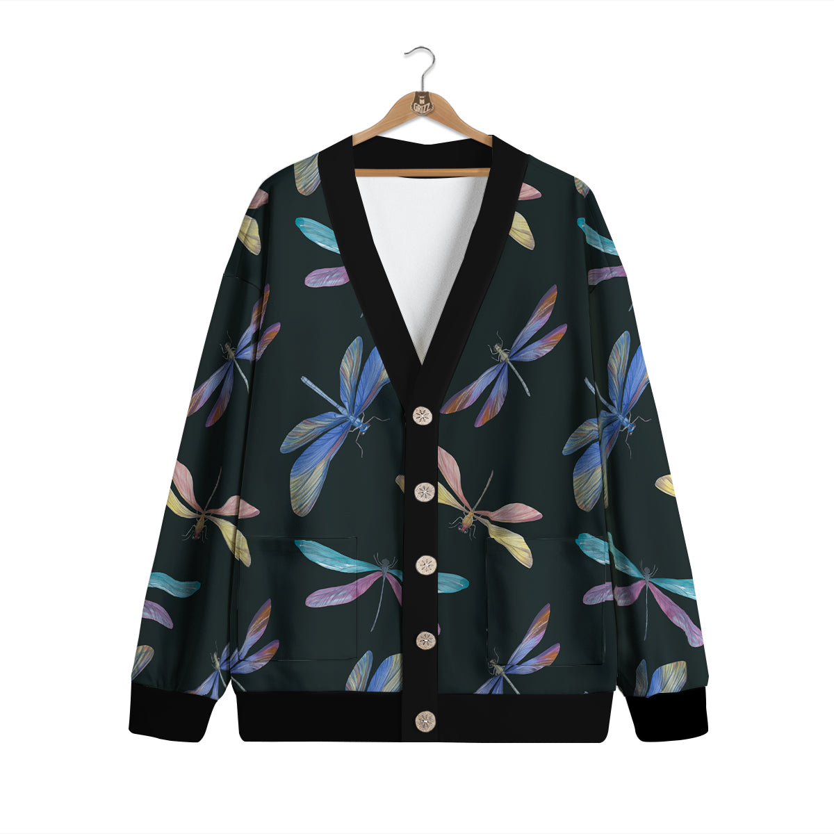 Dragonfly Vintage Print Pattern Cardigan-grizzshop