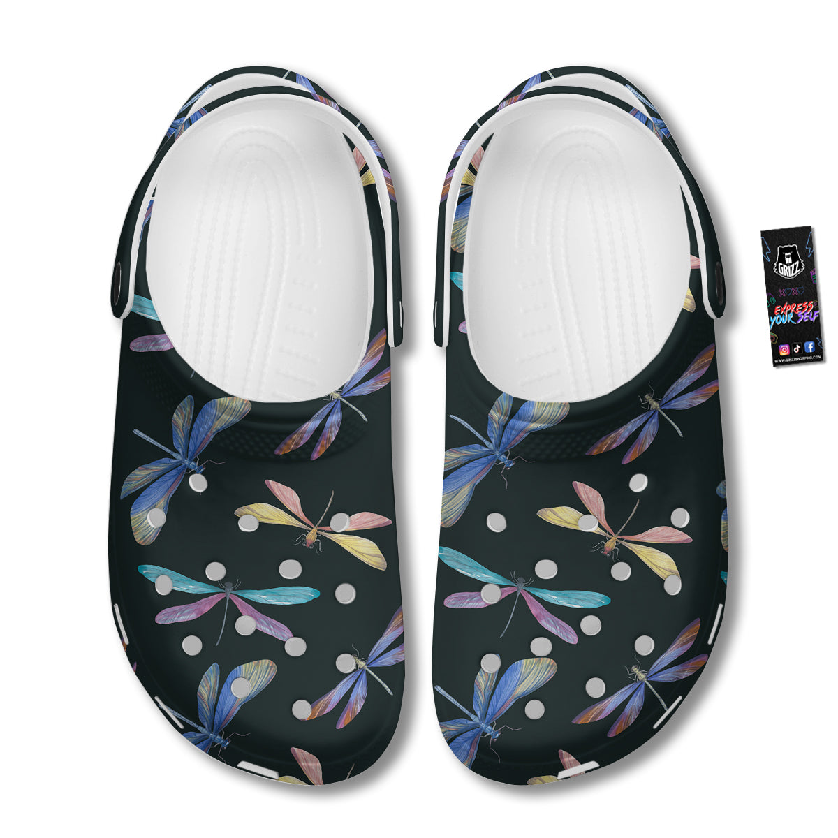 Dragonfly Vintage Print Pattern Clog-grizzshop
