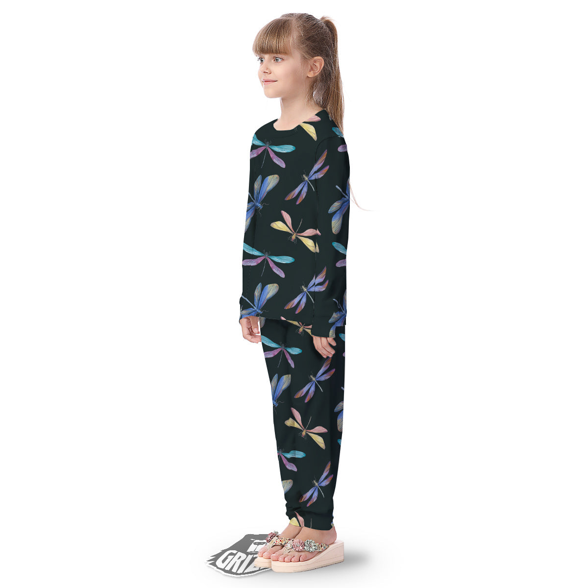 Dragonfly Vintage Print Pattern Kid's Pajamas-grizzshop